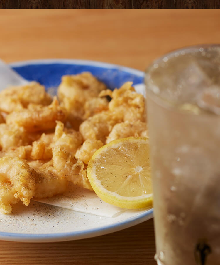 小エビ天と蕎麦ハイボール